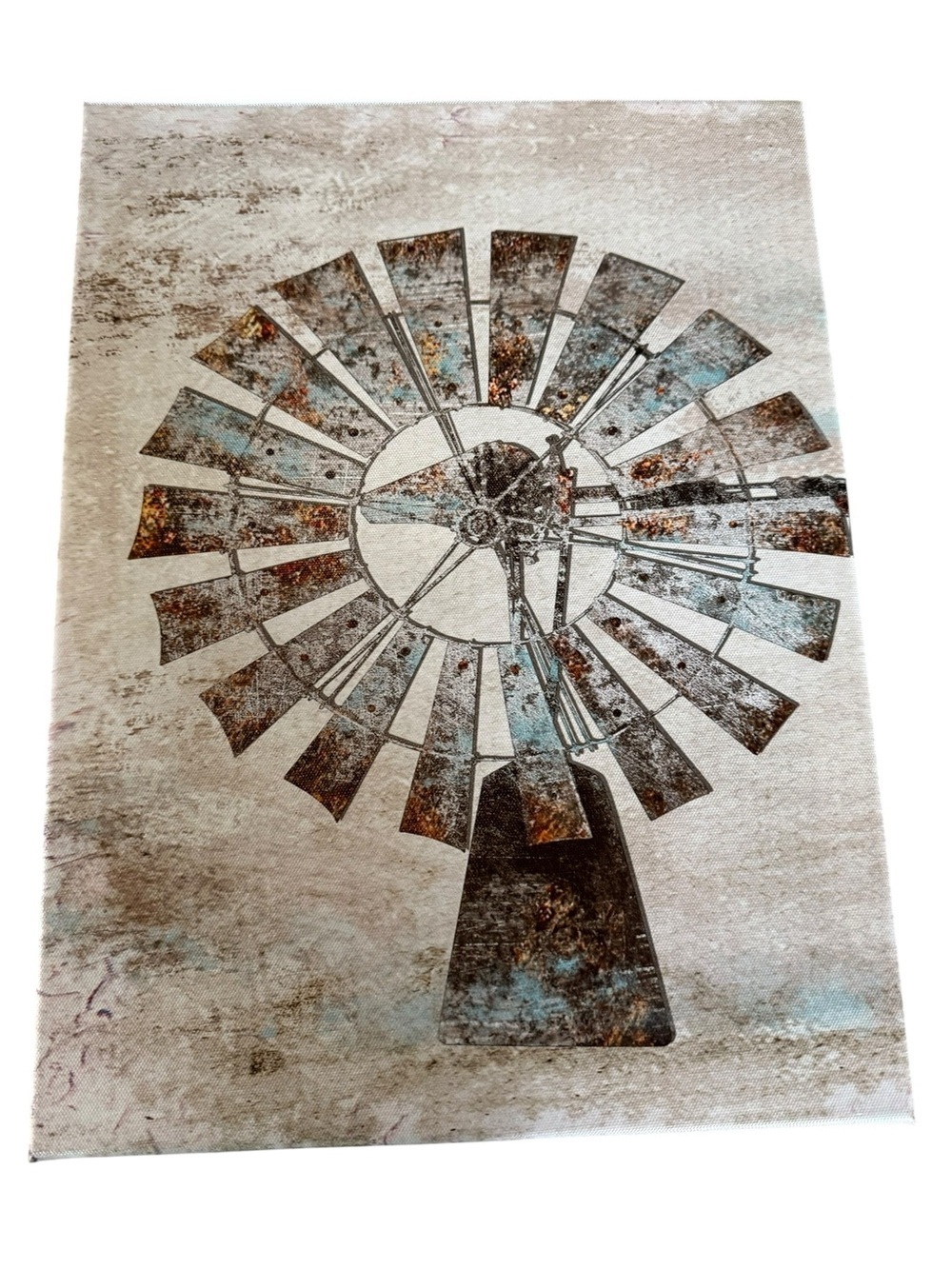 Rustic Farmhouse Windmill Canvas Wall Art 14x16 Country Western Decor